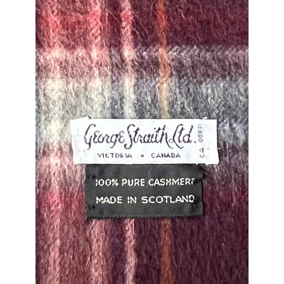 George Straith Ltd. 100% Cashmere Plaid Scarf 61.5"X12" Scotland Fringed READ - Picture 5 of 7